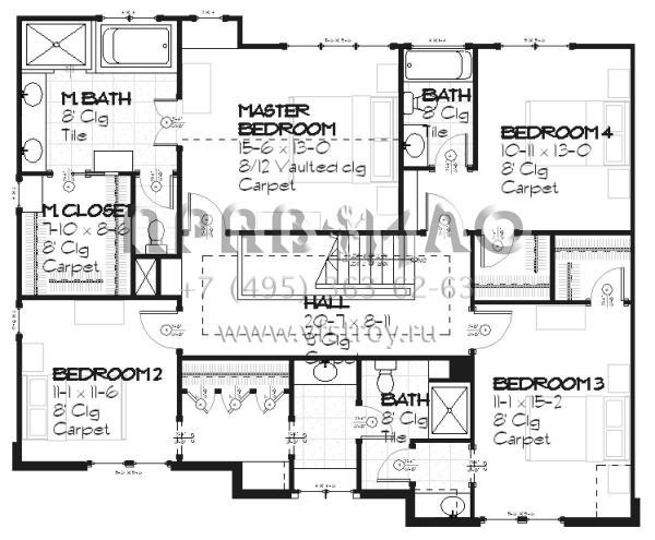 Проект двухэтажного дома с гаражом на три и более машин в стиле Ранчо S5-280 (1637-00030)