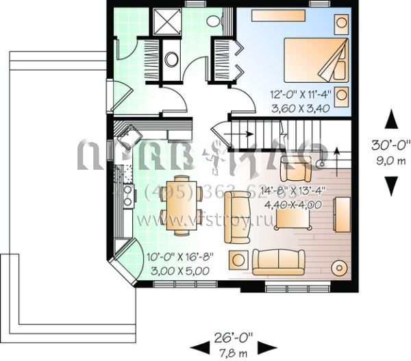 Проект двухэтажного дома без гаража в современном стиле S5-120 (034-00940)