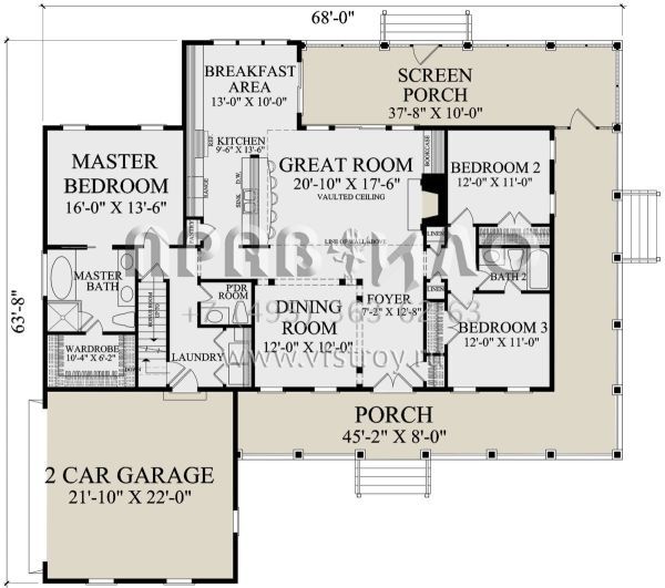 Проект одноэтажного дома с гаражом на две машины в стиле Ранчо S5-187 (7922-00236)