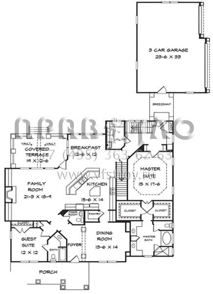 Проект двухэтажного дома с гаражом на три и более машин в стиле Ранчо S5-308 (6082-00021)
