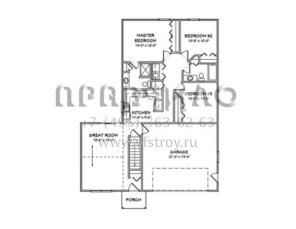 Проект одноэтажного дома с гаражом на две машины в стиле Ранчо S5-111 (849-00048)