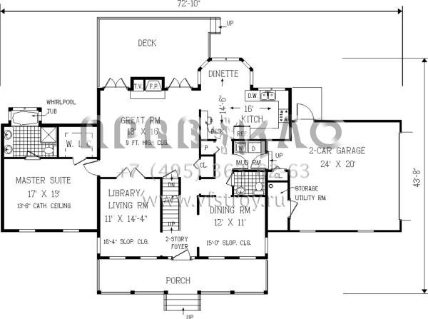 Проект двухэтажного дома с гаражом на две машины в стиле Ранчо S5-185 (033-00025)