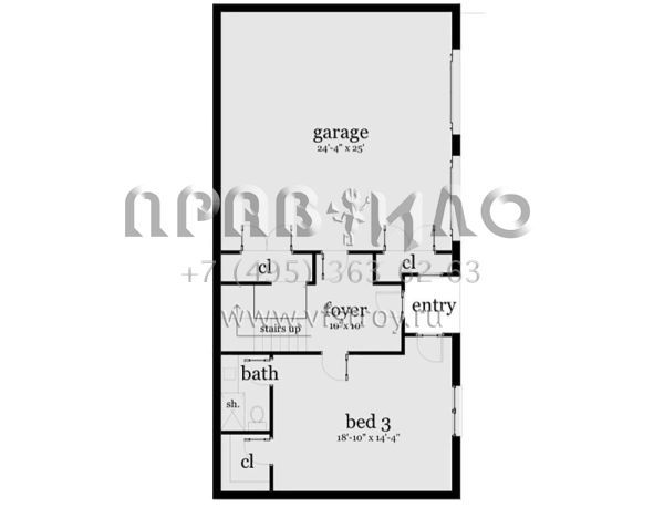 Проект двухэтажного дома с гаражом на две машины в стиле Ранчо S5-206 (028-00070)