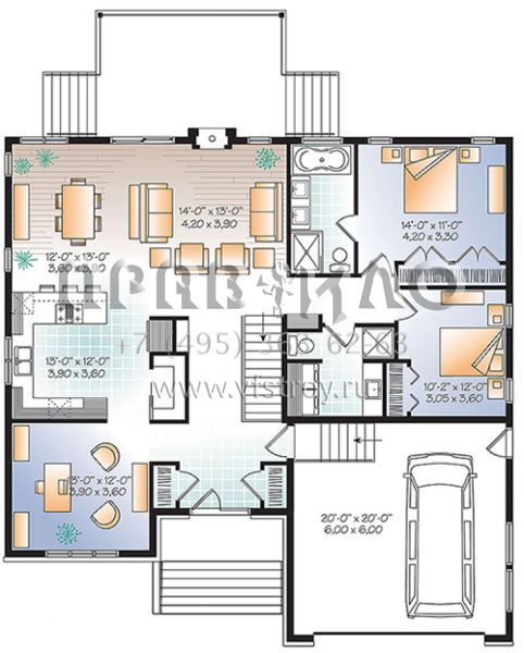 Проект одноэтажного дома с гаражом на две машины в современном стиле S5-149 (034-01095)