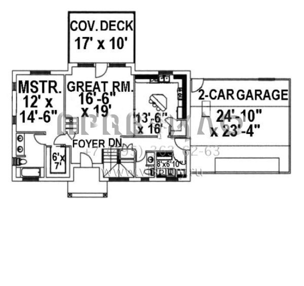 Проект одноэтажного дома с гаражом на две машины в стиле Ранчо S5-236 (039-00130)
