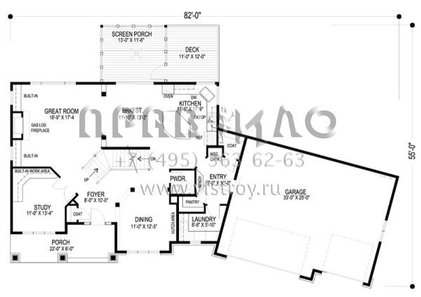 Проект двухэтажного дома с гаражом на две машины в американском стиле S5-293 (036-00165)