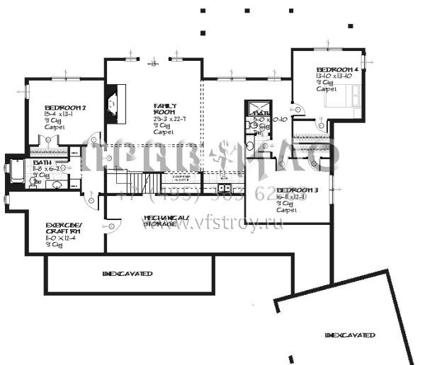 Проект двухэтажного дома с гаражом на три и более машин в стиле Ранчо S5-442 (1637-00018)