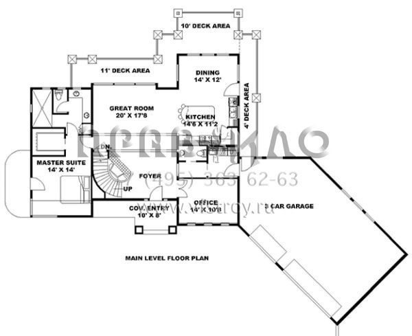 Проект трехэтажного дома с гаражом на три и более машин в современном стиле S5-343 (039-00676)