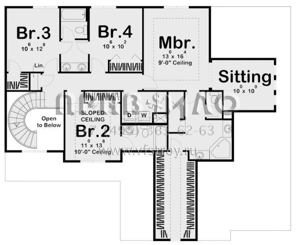 Проект двухэтажного дома с гаражом на три и более машин в американском стиле S5-247 (963-00136)
