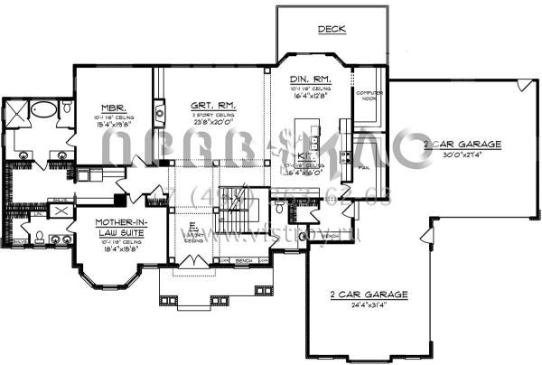 Проект двухэтажного дома с гаражом на три и более машин в стиле Ранчо S5-412 (1020-00084)