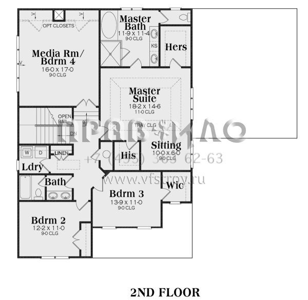 Проект двухэтажного дома с гаражом на две машины в стиле Ранчо S5-283 (009-00212)