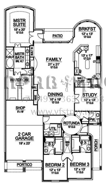 Проект одноэтажного дома с гаражом на две машины в английском стиле S5-287 (5445-00055)
