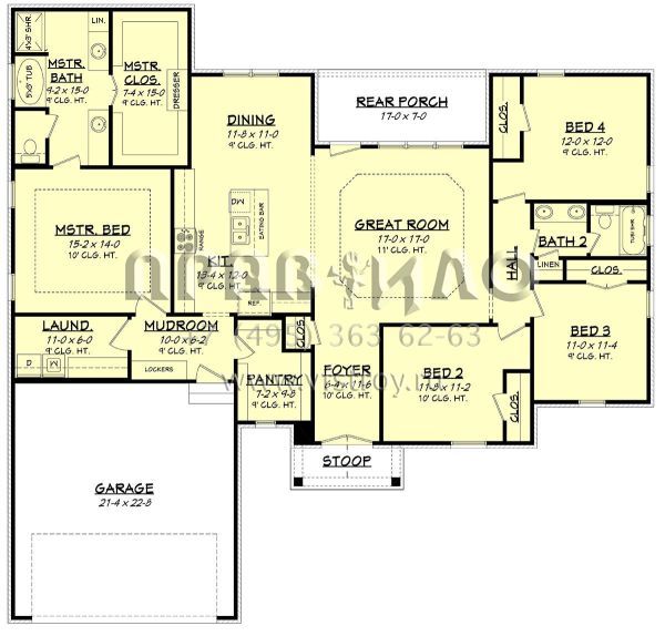 Проект одноэтажного дома с гаражом на две машины в английском стиле S5-191 (041-00177)