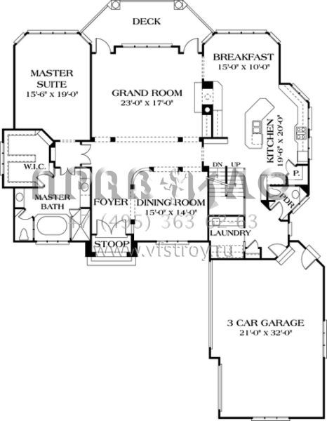 Проект двухэтажного дома с гаражом на три и более машин в английском стиле S5-529 (3323-00415)