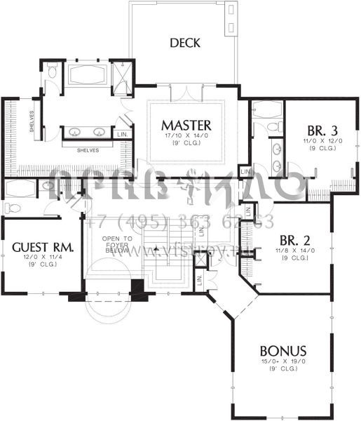 Проект двухэтажного дома с гаражом на три и более машин в прибрежном стиле S5-332 (2559-00517)