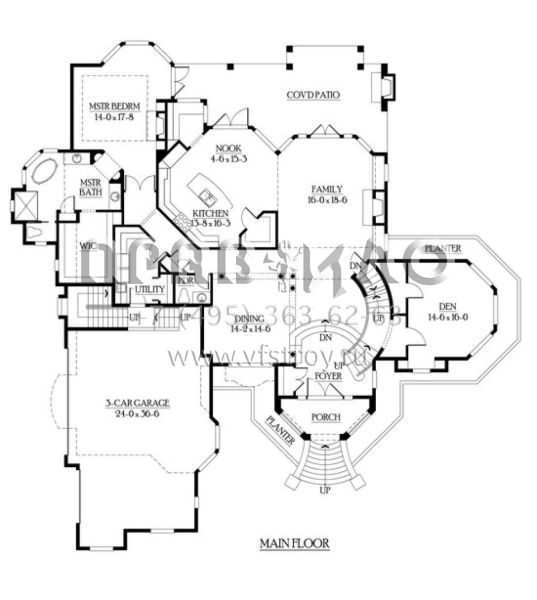 Проект двухэтажного дома с гаражом на три и более машин в стиле Ранчо S5-435 (341-00274)