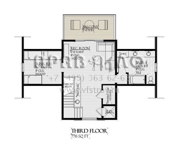 Проект трехэтажного дома без гаража в стиле Ранчо S5-350 (1637-00155)