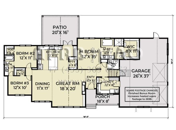 Проект одноэтажного дома с гаражом на две машины в современном стиле S5-194 (2464-00048)
