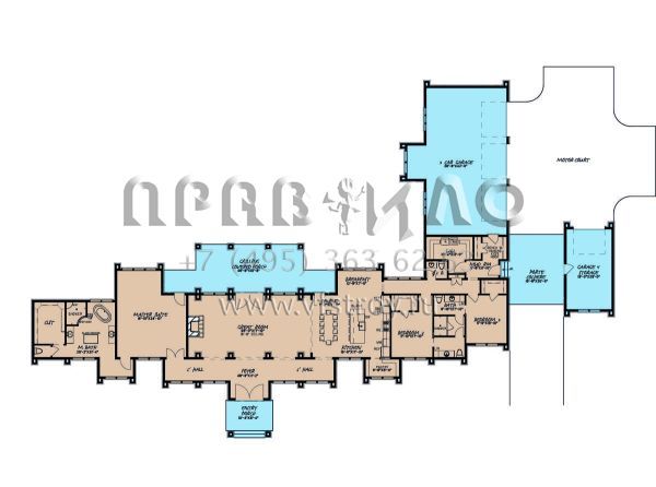 Проект одноэтажного дома с гаражом на три и более машин в современном стиле S5-335 (8318-00195)