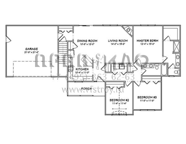 Проект одноэтажного дома с гаражом на две машины в стиле Ранчо S5-142 (849-00053)