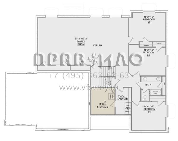 Проект одноэтажного дома с гаражом на три и более машин в американском стиле S5-359 (8768-00097)