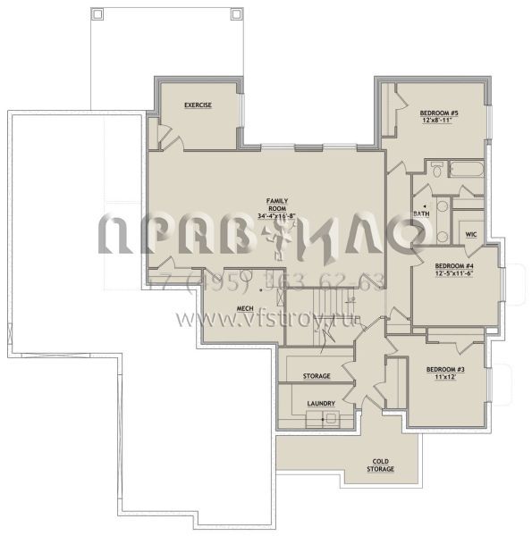 Проект одноэтажного дома с гаражом на три и более машин в американском стиле S5-214 (8768-00020)