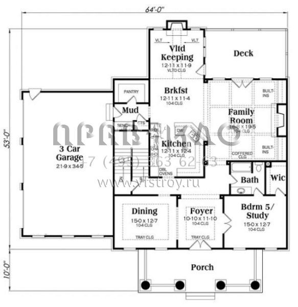 Проект двухэтажного дома с гаражом на три и более машин в стиле Особняк S5-371 (009-00262)