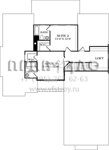 Проект двухэтажного дома с гаражом на две машины в американском стиле S5-232 (3323-00607)