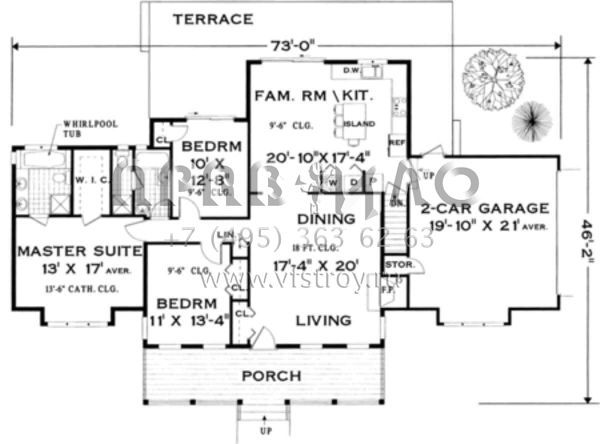 Проект одноэтажного дома с гаражом на две машины в стиле Ранчо S5-146 (033-00087)