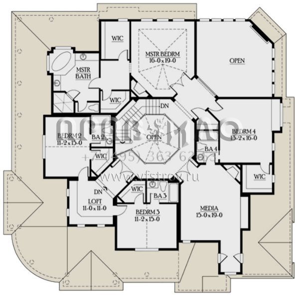 Проект двухэтажного дома с гаражом на три и более машин в американском стиле S5-439 (341-00276)