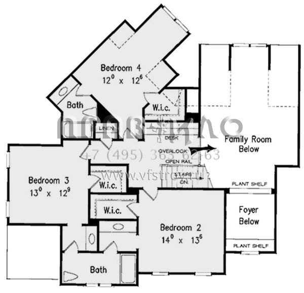 Проект двухэтажного дома с гаражом на три и более машин в стиле Ранчо S5-280 (8594-00402)