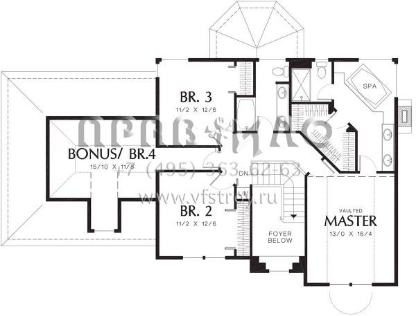 Проект двухэтажного дома с гаражом на две машины в стиле Ранчо S5-205 (2559-00482)