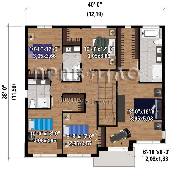 Проект двухэтажного дома с гаражом на две машины в современном стиле S5-232 (6146-00536)