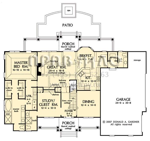 Проект двухэтажного дома с гаражом на три и более машин в стиле Ранчо S5-299 (2865-00343)