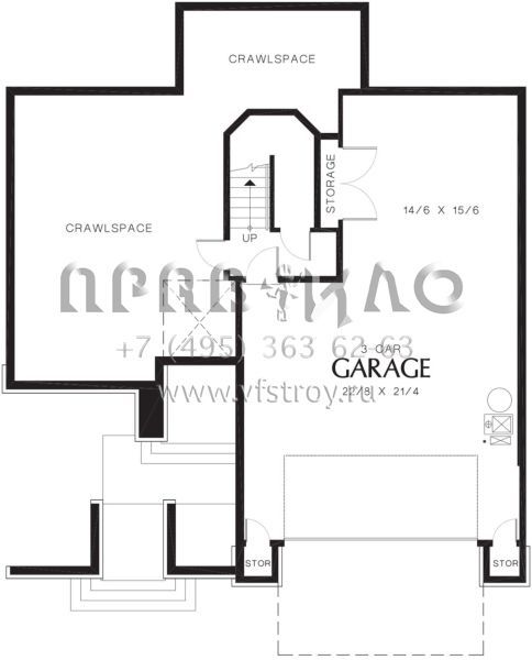 Проект двухэтажного дома с гаражом на две машины в стиле Ранчо S5-244 (2559-00447)