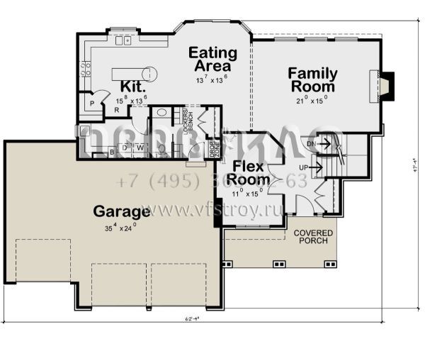 Проект двухэтажного дома с гаражом на три и более машин в американском стиле S5-262 (402-01607)
