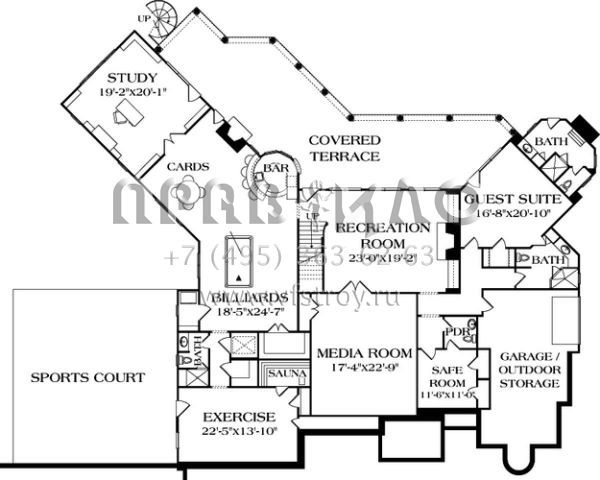 Проект двухэтажного дома с гаражом на три и более машин в прибрежном стиле S5-916 (3323-00563)