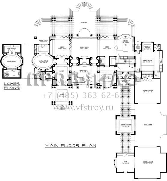 Проект двухэтажного дома с гаражом на три и более машин в современном стиле S5-912 (341-00298)