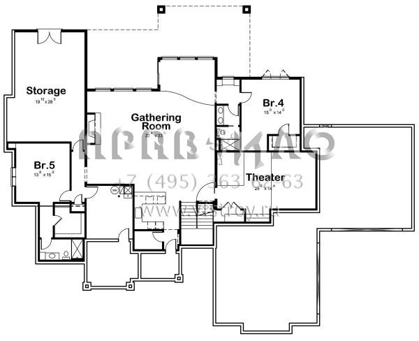Проект двухэтажного дома с гаражом на три и более машин в американском стиле S5-385 (402-01553)