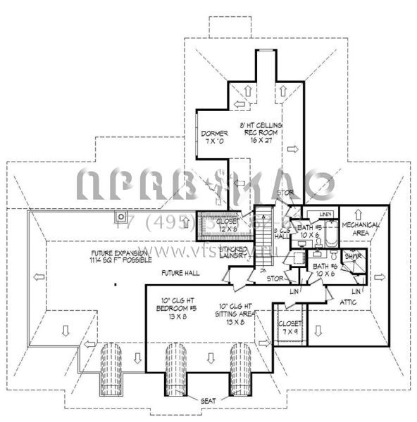 Проект двухэтажного дома с гаражом на три и более машин в стиле Ранчо S5-506 (940-00039)