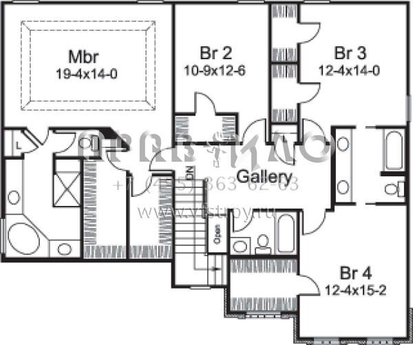 Проект двухэтажного дома с гаражом на две машины в стиле Ранчо S5-304 (5633-00187)
