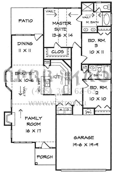 Проект одноэтажного дома с гаражом на две машины в стиле Ранчо S5-138 (6082-00058)
