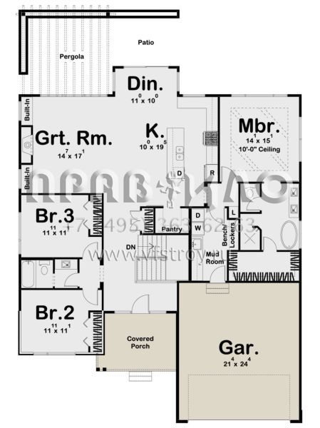 Проект одноэтажного дома с гаражом на две машины в современном стиле S5-184 (963-00389)