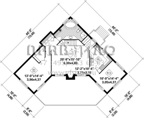 Проект одноэтажного дома без гаража в стиле Шале S5-238 (6146-00134)
