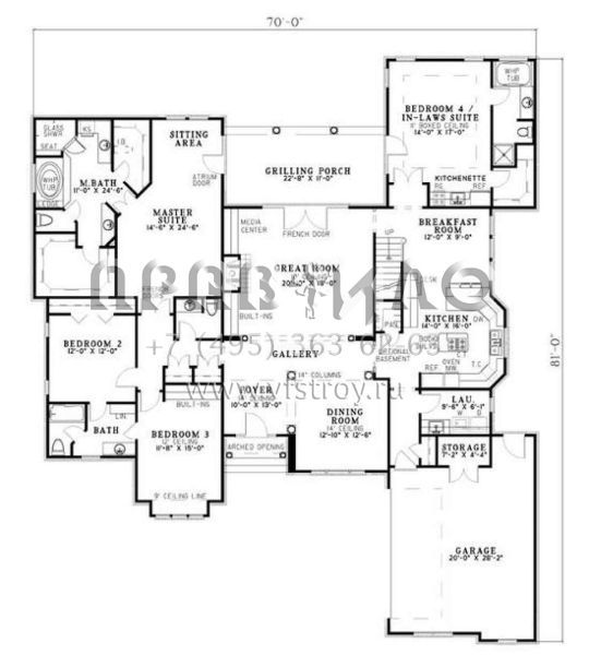 Проект двухэтажного дома с гаражом на две машины в стиле Ранчо S5-331 (110-00427)