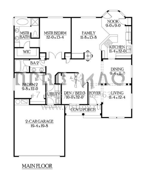Проект одноэтажного дома с гаражом на две машины в стиле Ранчо S5-151 (341-00174)