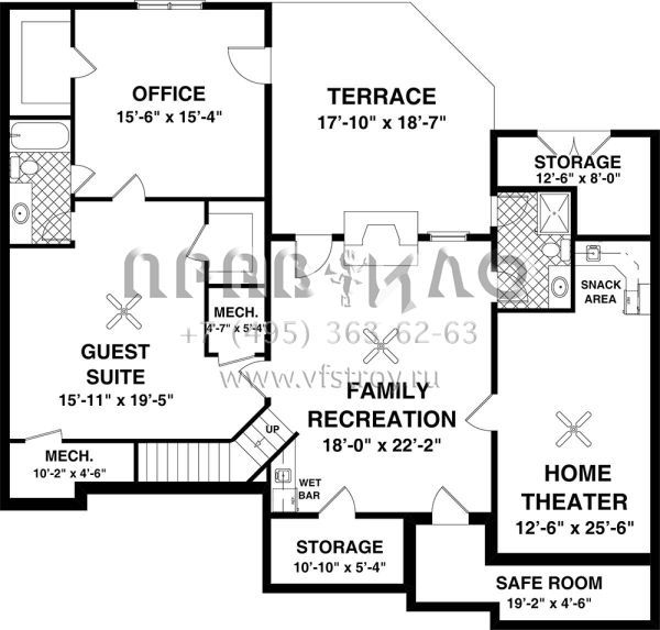 Проект двухэтажного дома с гаражом на две машины в американском стиле S5-167 (036-00227)