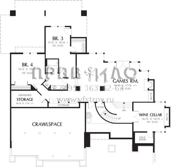 Проект трехэтажного дома с гаражом на три и более машин в стиле Райт S5-517 (2559-00561)