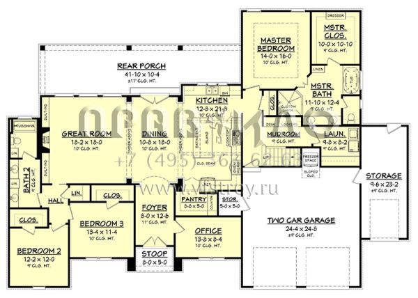 Проект одноэтажного дома с гаражом на две машины в стиле Ранчо S5-231 (041-00158)