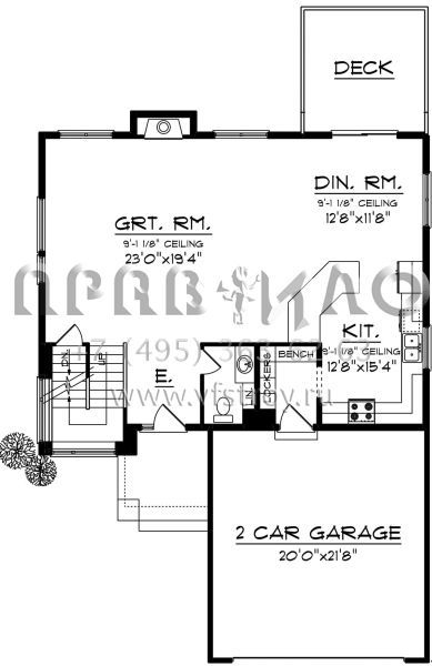Проект одноэтажного дома с гаражом на две машины в стиле Райт S5-215 (1020-00014)